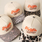 Pumpkin Spice printed brim trucker hats, color group