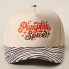 Pumpkin Spice printed brim trucker hat with zebra print brim