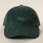 Nope corduroy baseball cap in dark green