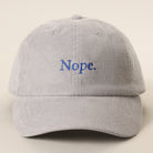 Nope corduroy baseball cap in ice blue