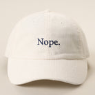 Nope corduroy baseball cap in off-white
