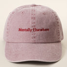 Mentally Elsewhere embroidered baseball cap in mauve