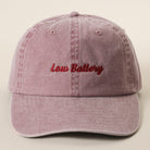 Low Battery embroidered baseball cap in mauve