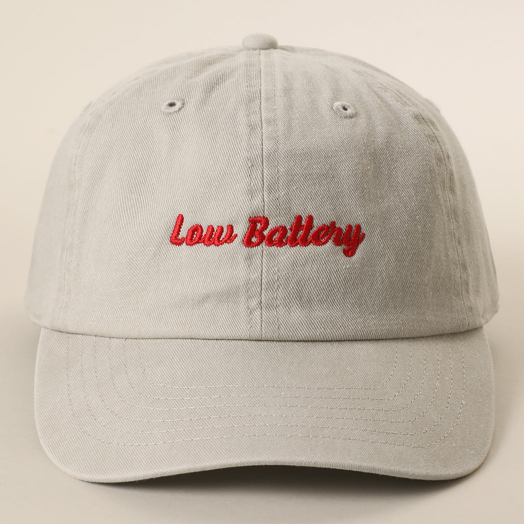 Low Battery embroidered baseball cap in sand