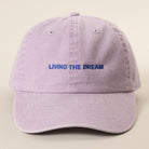 Living the Dream embroidered baseball cap in lilac