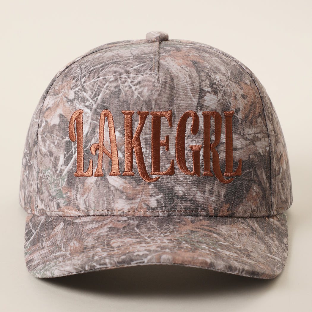 Lake Girl camo trucker hat in dark camo