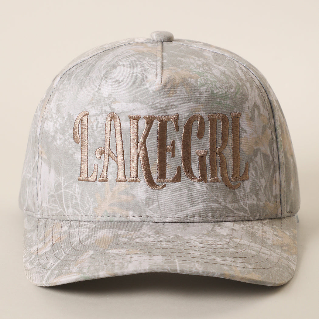 Lake Girl camo trucker hat in light camo
