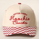 Hotter Than a Hoochie Coochie checkered brim trucker hat in red