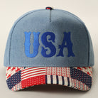 USA embroidered trucker hat in royal blue