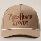 Make Heaven Rowdy rope strap trucker hat in sand front view