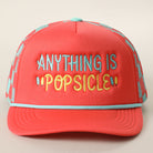Anything Is Popsicle checker foam trucker hat in coral