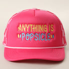 Anything Is Popsicle checker foam trucker hat in fuchsia