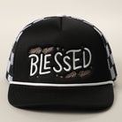 Blessed checker foam trucker hat in black