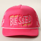 Blessed checker foam trucker hat in fuchsia