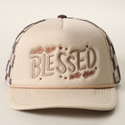 Blessed checker foam trucker hat in khaki