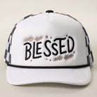 Blessed checker foam trucker hat in white