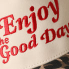Enjoy The Good Days two-tone trucker hat in leopard print, side view