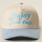 Enjoy The Good Days two-tone trucker hat in light denim