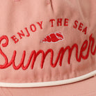 Enjoy The Sea rope trucker hat in dusty pink, side view