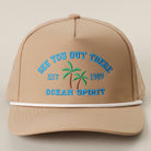See You Out There Ocean Spirit rope trucker hat in sand and white