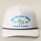 See You Out There Ocean Spirit rope trucker hat in white and black