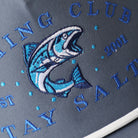 Fishing Club Stay Salty rope trucker hat in navy, side view