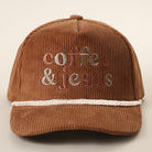 Coffee & Jesus corduroy rope trucker hat in brown