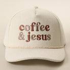 Coffee & Jesus corduroy rope trucker hat in off-white