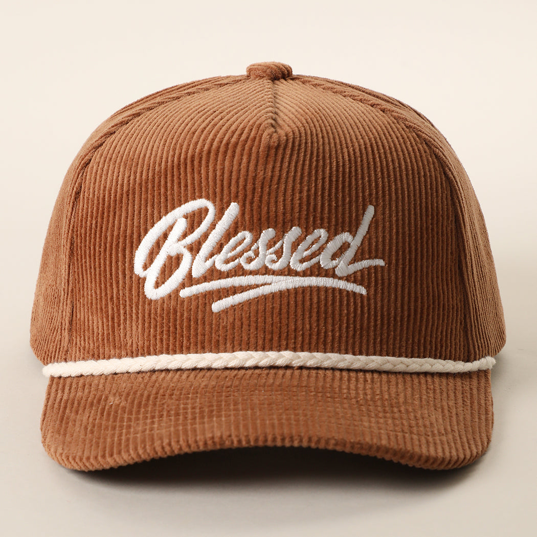 Blessed corduroy rope trucker hat in brown