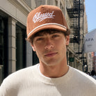 Blessed embroidered corduroy rope trucker hat, front view