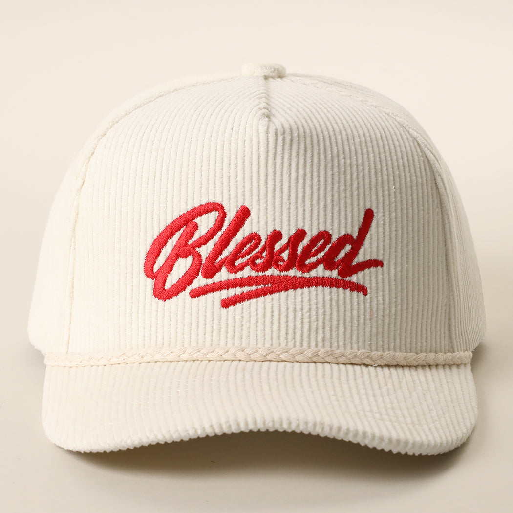Blessed corduroy rope trucker hat in off-white