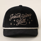 Jesus Saves Y'all corduroy rope trucker hat in black