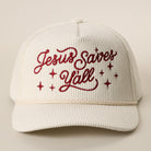 Jesus Saves Y'all corduroy rope trucker hat in off-white