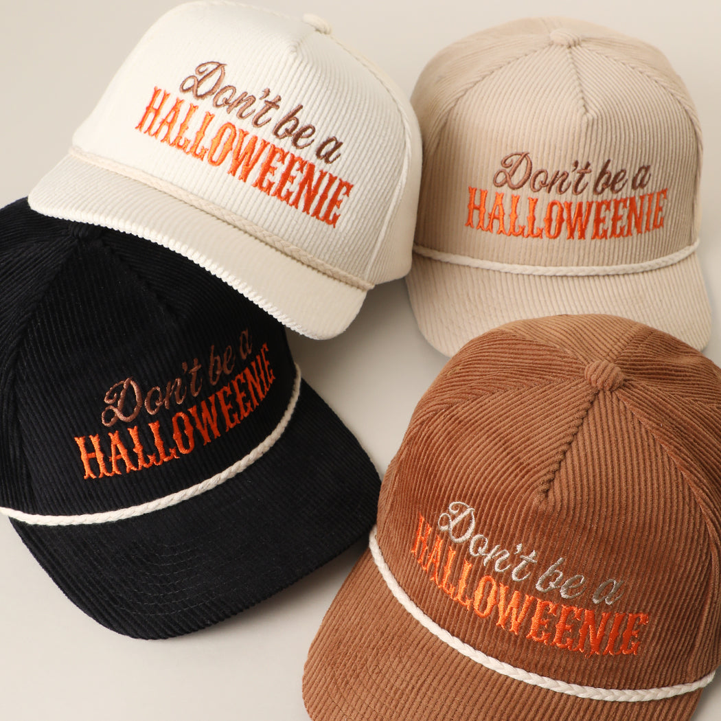 Don't Be a Halloweenie corduroy rope trucker hats, color group