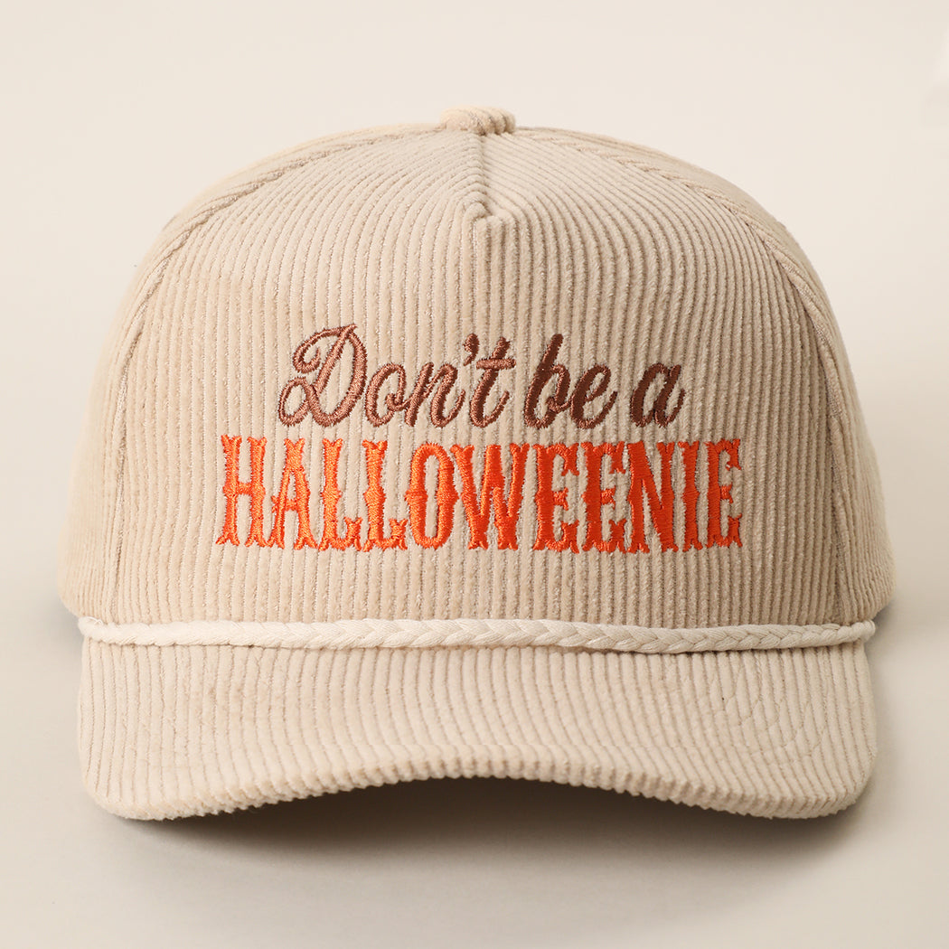Don't Be a Halloweenie corduroy rope trucker hat in sand