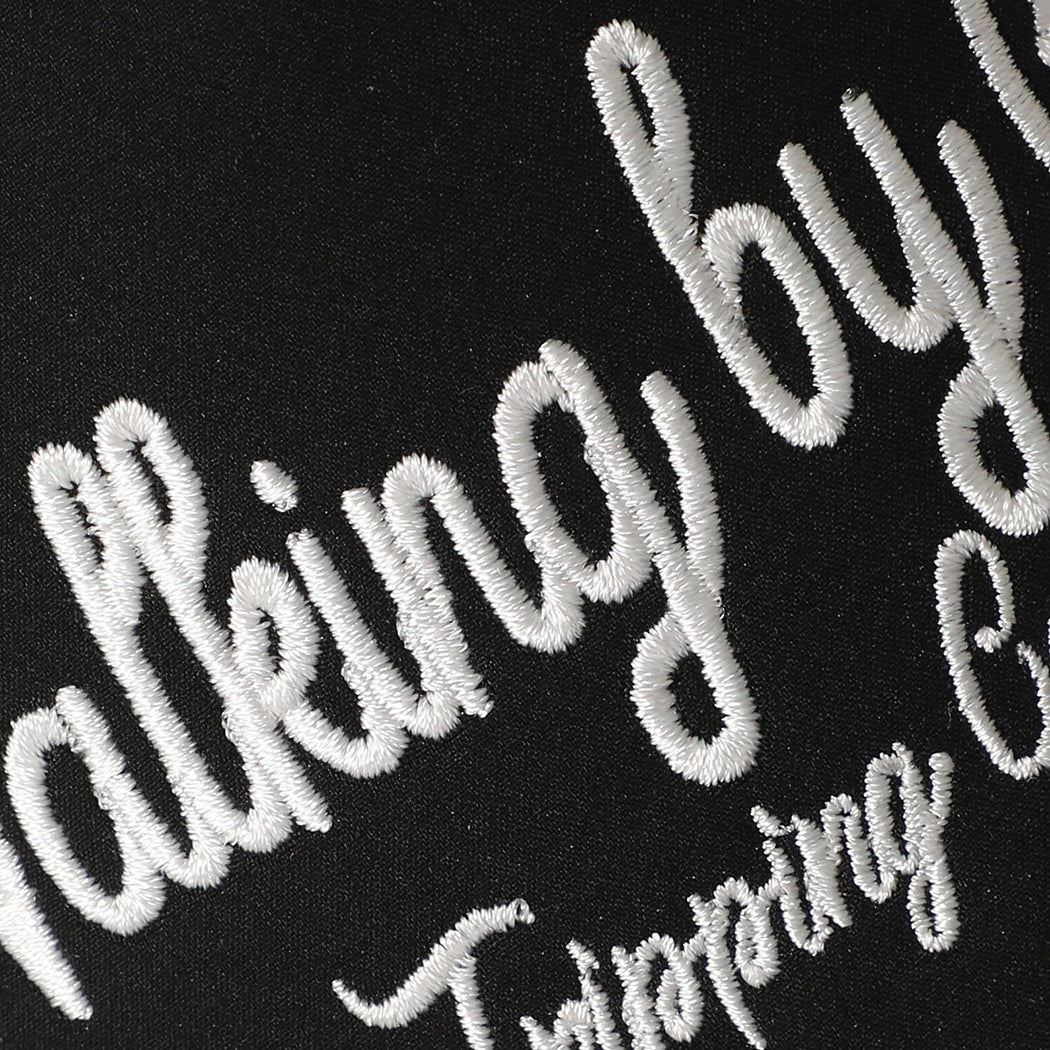Walking by Faith embroidered rope trucker hat in black, angled view