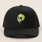 Skull Drip mesh trucker hat in black and lime