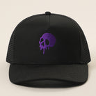 Skull Drip mesh trucker hat in black and purple