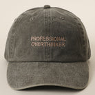 Professional Overthinker washed baseball cap in olive