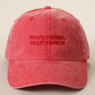 Professional Overthinker washed baseball cap in red