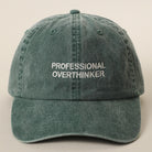 Professional Overthinker washed baseball cap in yellow green