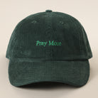Pray More corduroy baseball cap in dark green