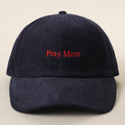 Pray More corduroy baseball cap in navy