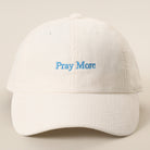 Pray More corduroy baseball cap in off-white