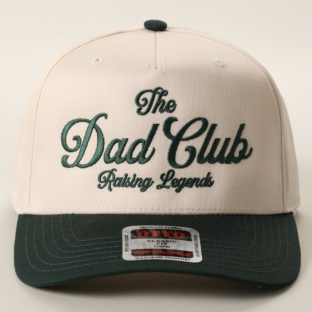 The Dad Club Raising Legends trucker hat in dark green and natural