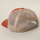 Anchor OTTO two-tone trucker hat in orange and khaki, back view