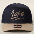 Lake OTTO two-tone trucker hat in khaki and navy