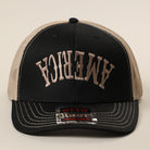 America Upside Down mid profile trucker hat in black and khaki