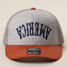 America Upside Down mid profile trucker hat in orange and heather grey