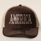 America mid profile trucker hat in dark brown and khaki
